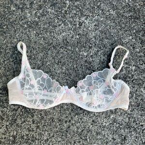 FOR LOVE & LEMONS Underwire Sheer Mesh Heart Flower Bra Medium